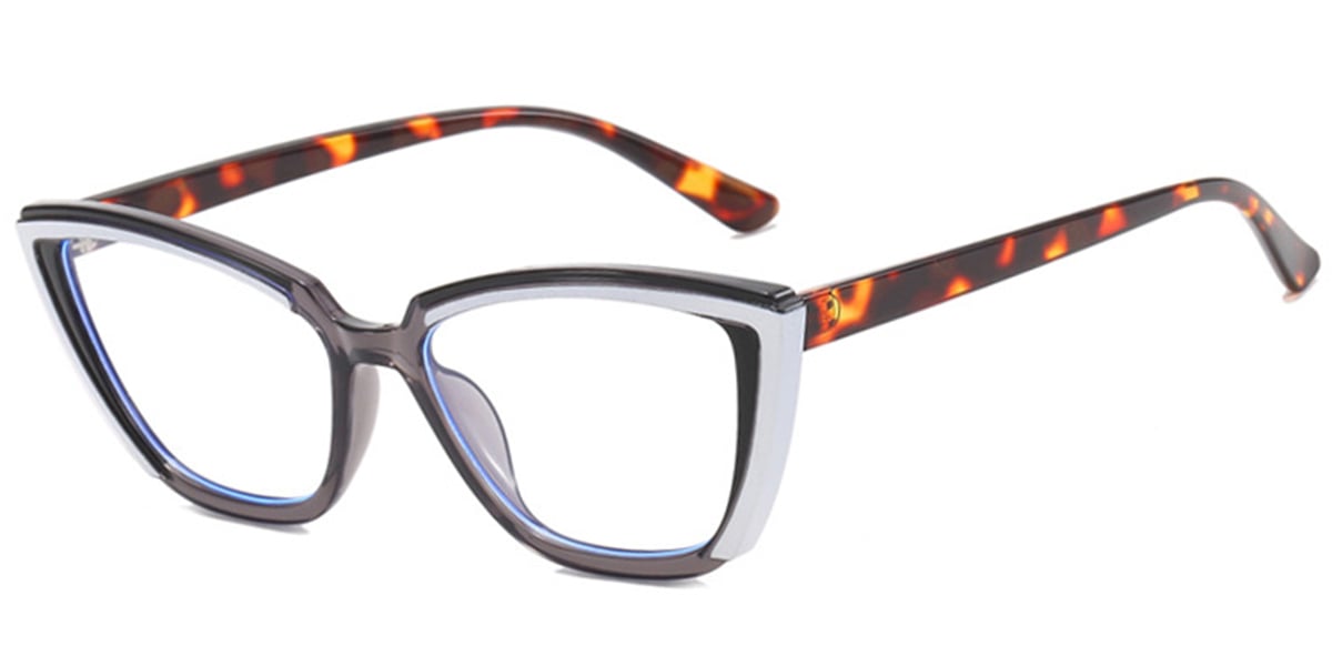 Cat Eye Frame pattern-white