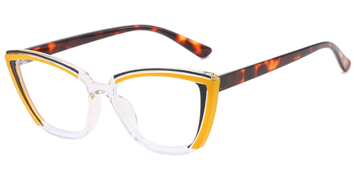 Cat Eye Frame pattern-yellow