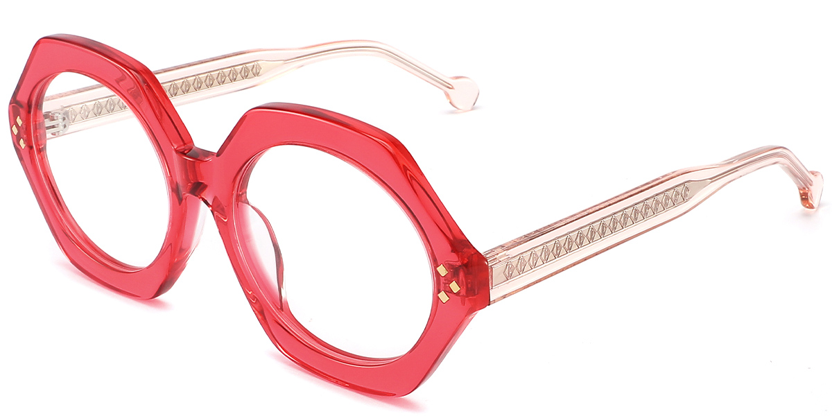 Acetate Geometric Frame translucent-pink