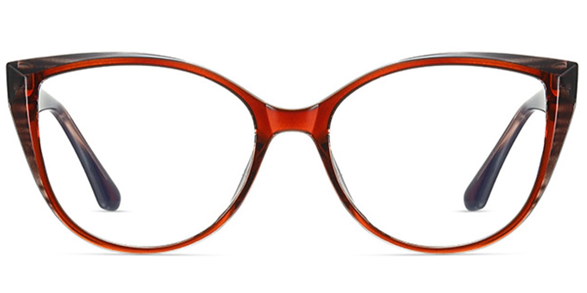 Acetate Cat Eye Frame pattern-brown