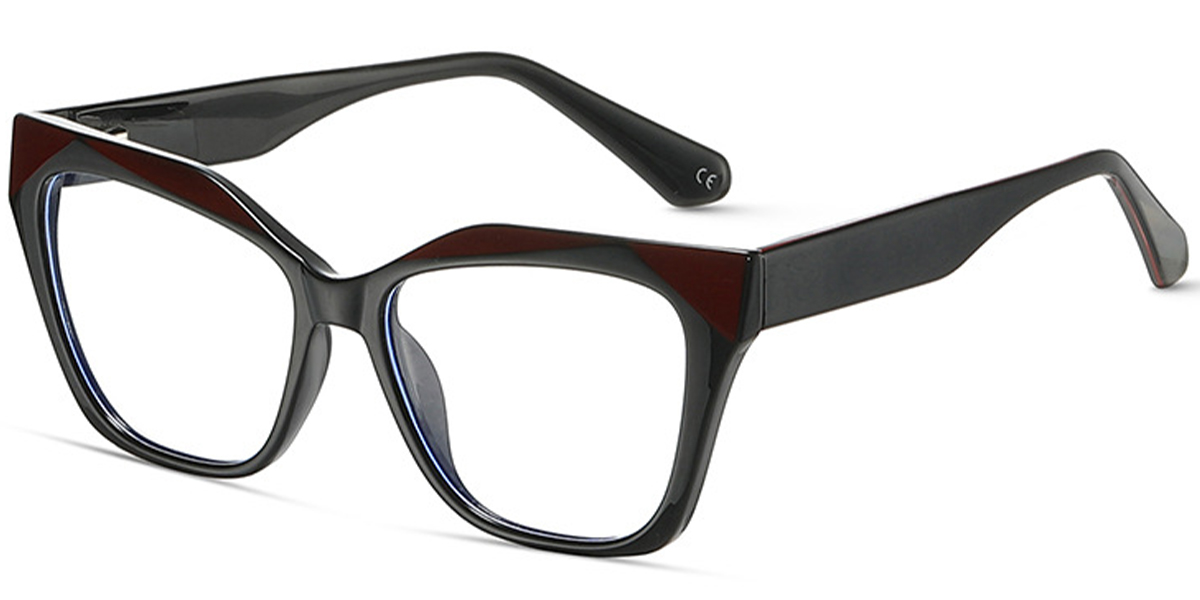 Acetate Square Frame black-red