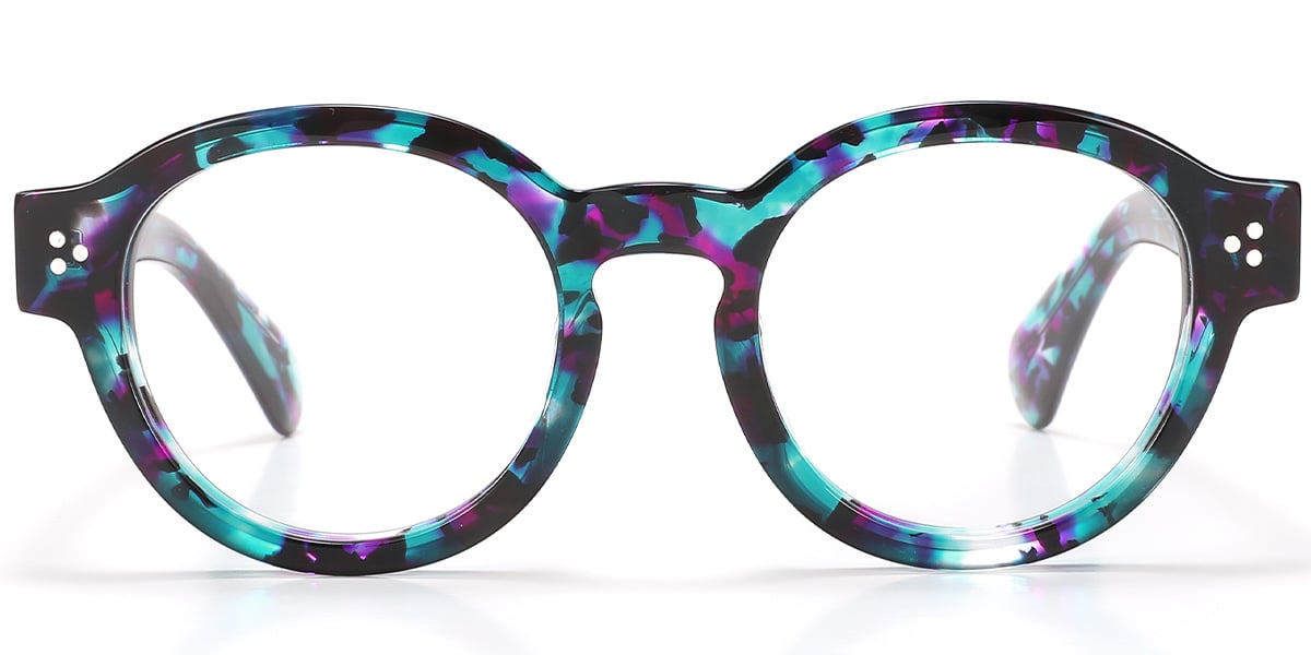 Acetate Oval Frame pattern-blue