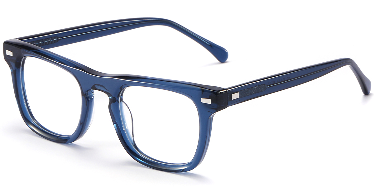 Acetate Square Frame translucent-blue