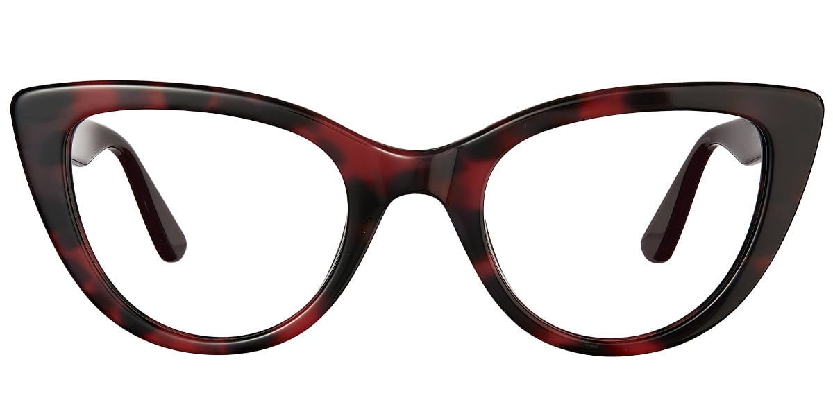 Acetate Cat Eye Frame pattern-red