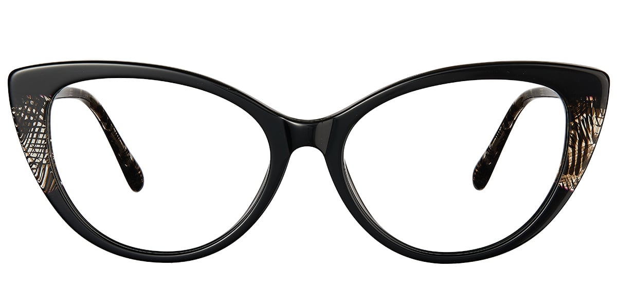 Acetate Cat Eye Frame pattern-black