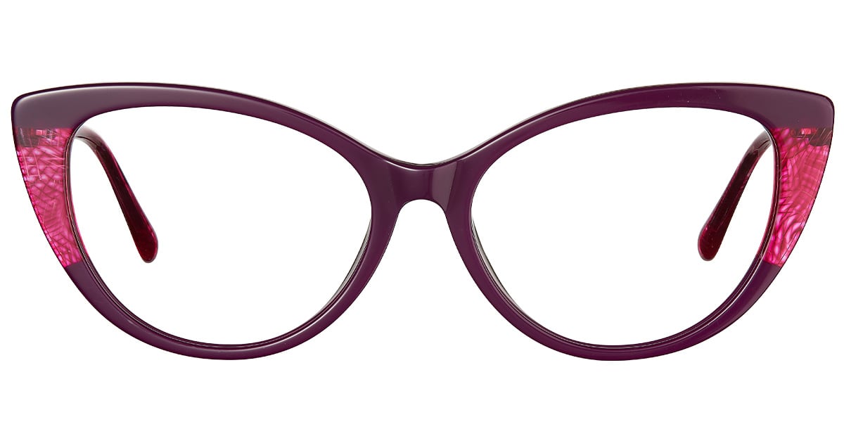 Acetate Cat Eye Frame pattern-purple