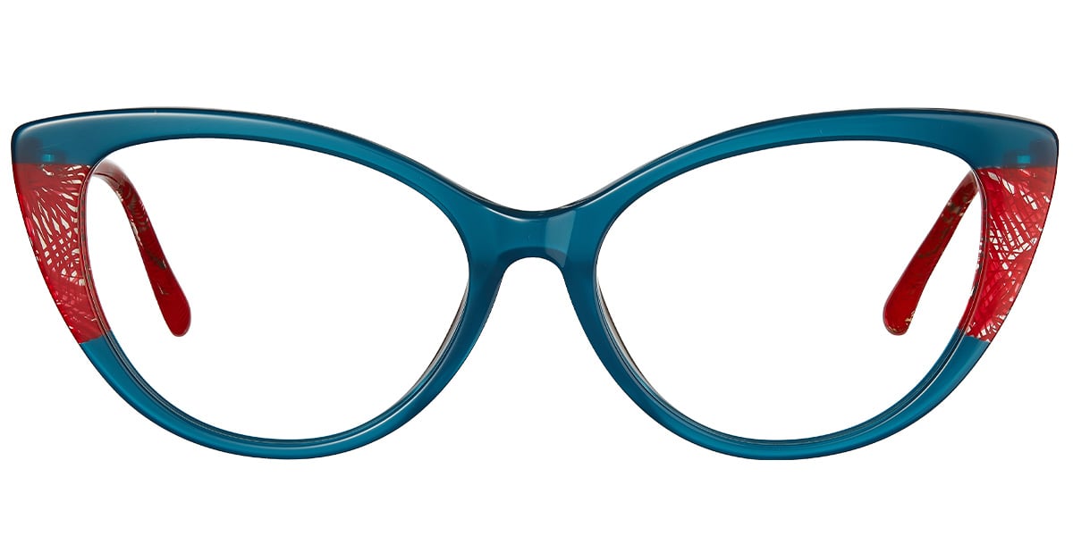 Acetate Cat Eye Frame pattern-green