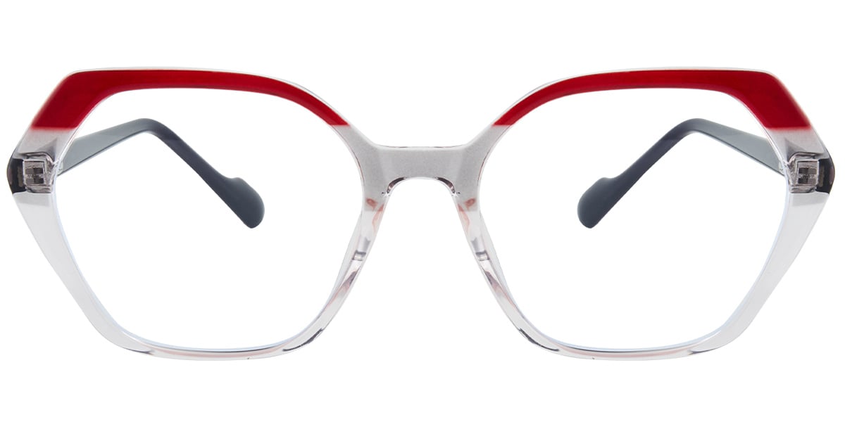 Acetate Geometric Frame pattern-red