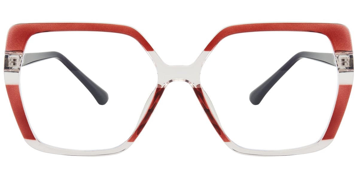 Acetate Geometric Frame pattern-red