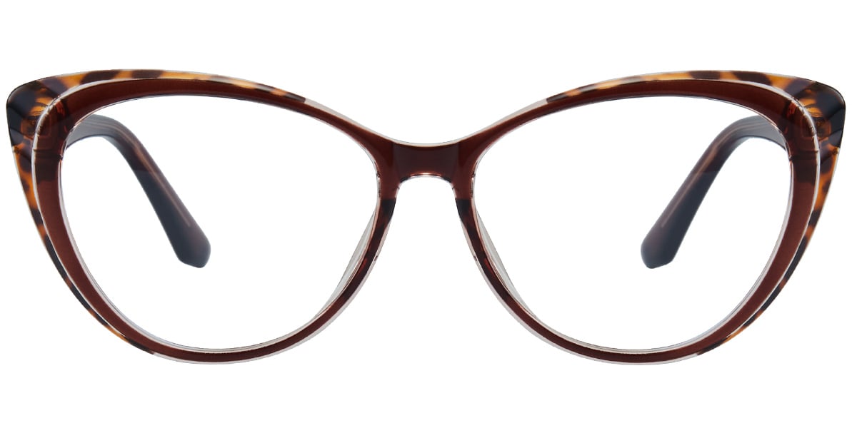 Acetate Cat Eye Frame pattern-brown