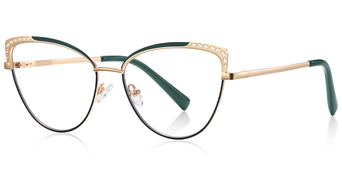 Cat Eye Frame pattern-green