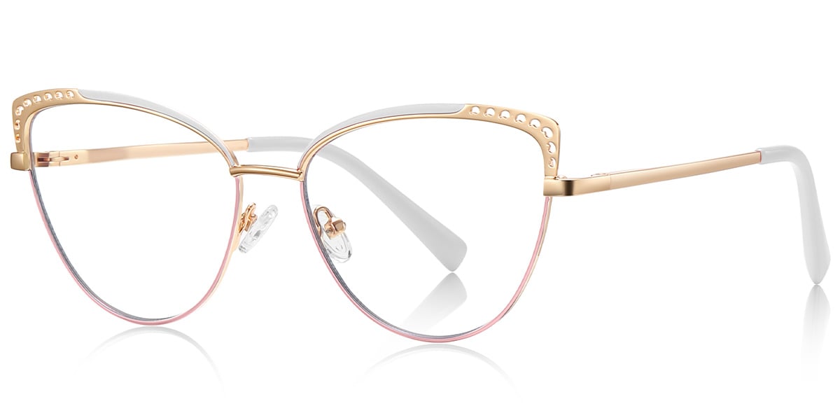 Cat Eye Frame pattern-white