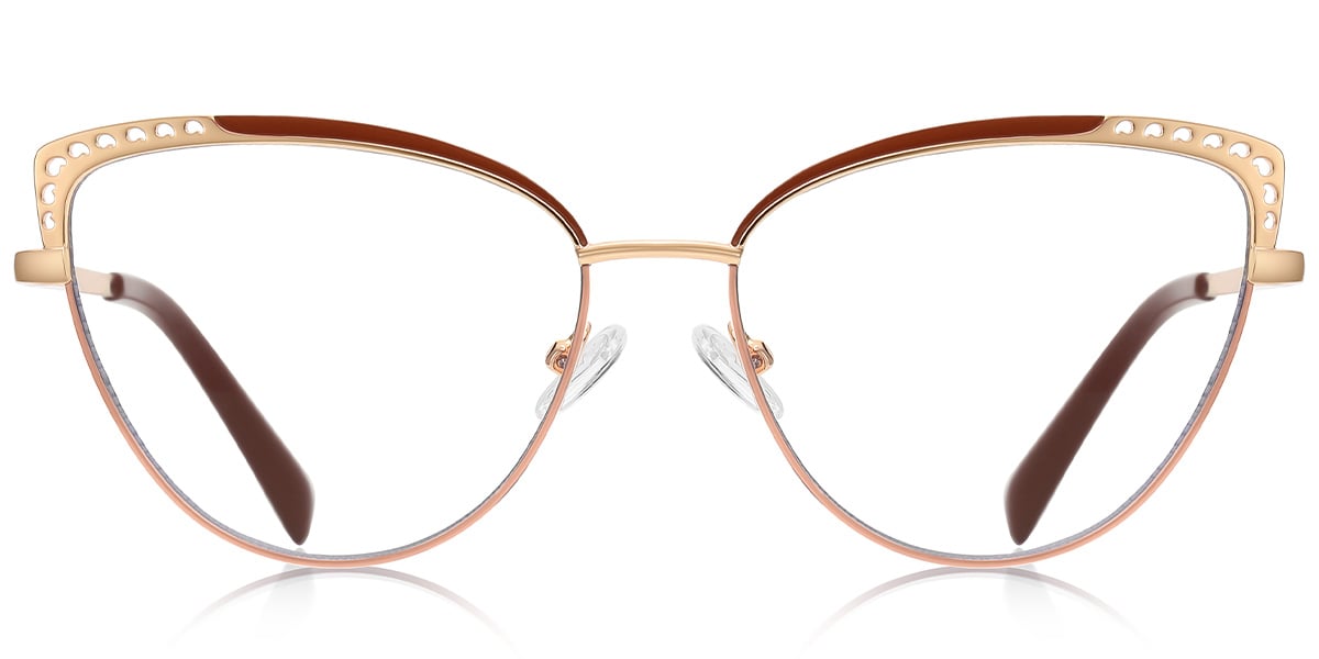 Cat Eye Frame pattern-brown