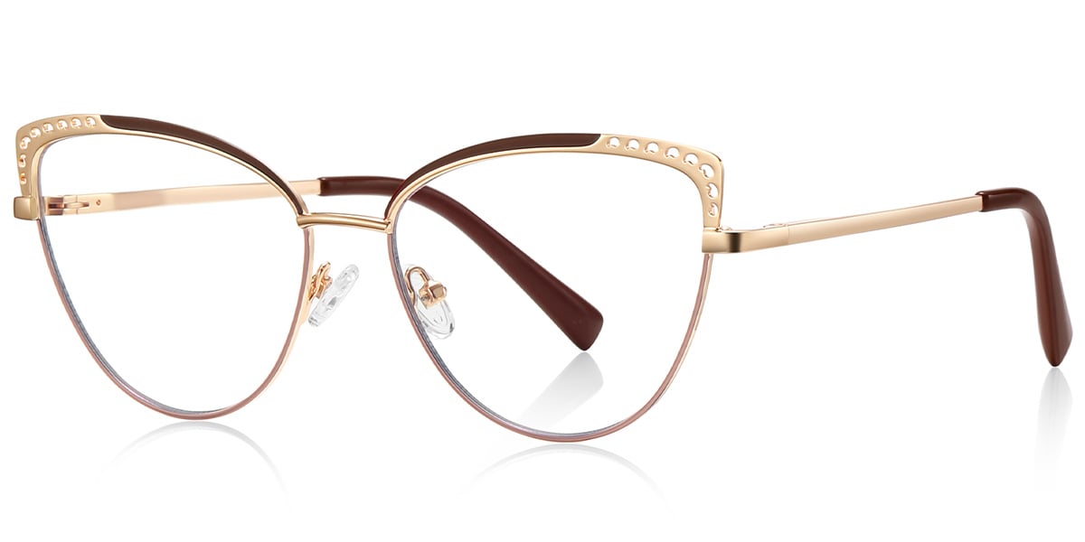 Cat Eye Frame pattern-brown