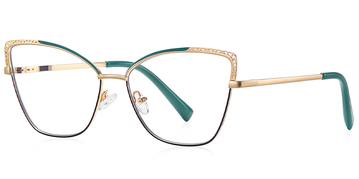 Cat Eye Frame pattern-green