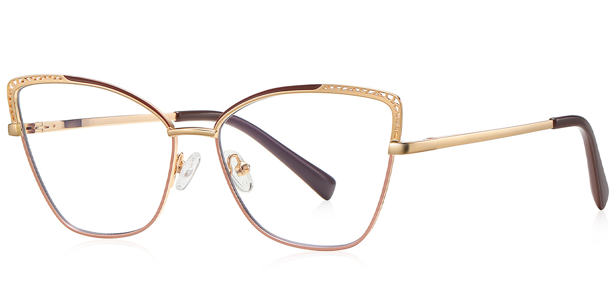 Cat Eye Frame pattern-brown