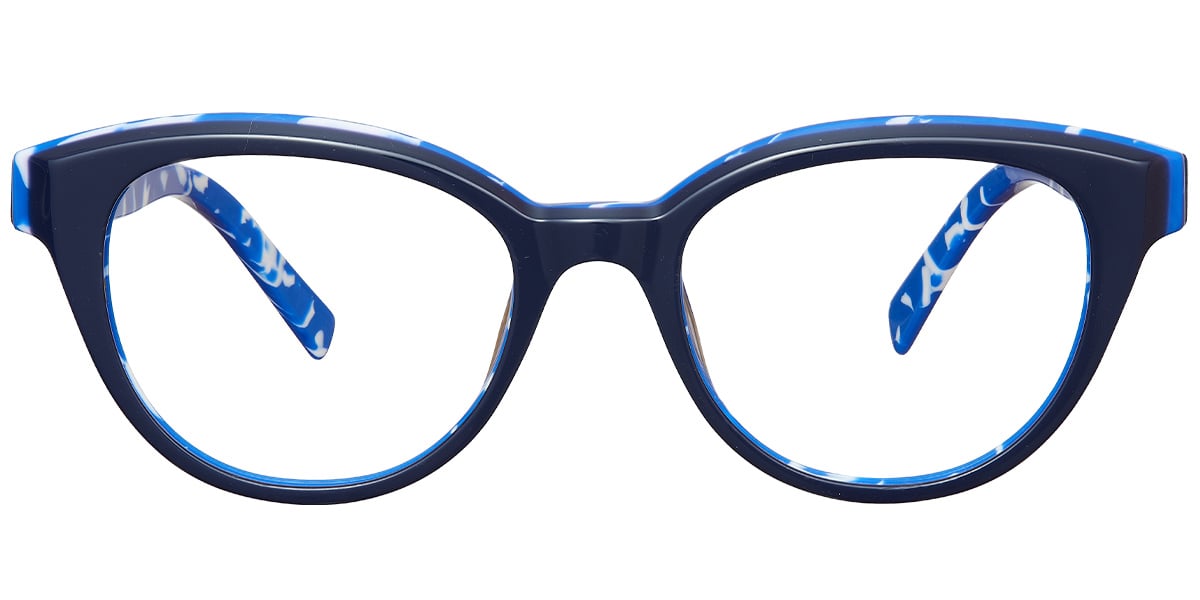 Acetate Oval Frame pattern-blue