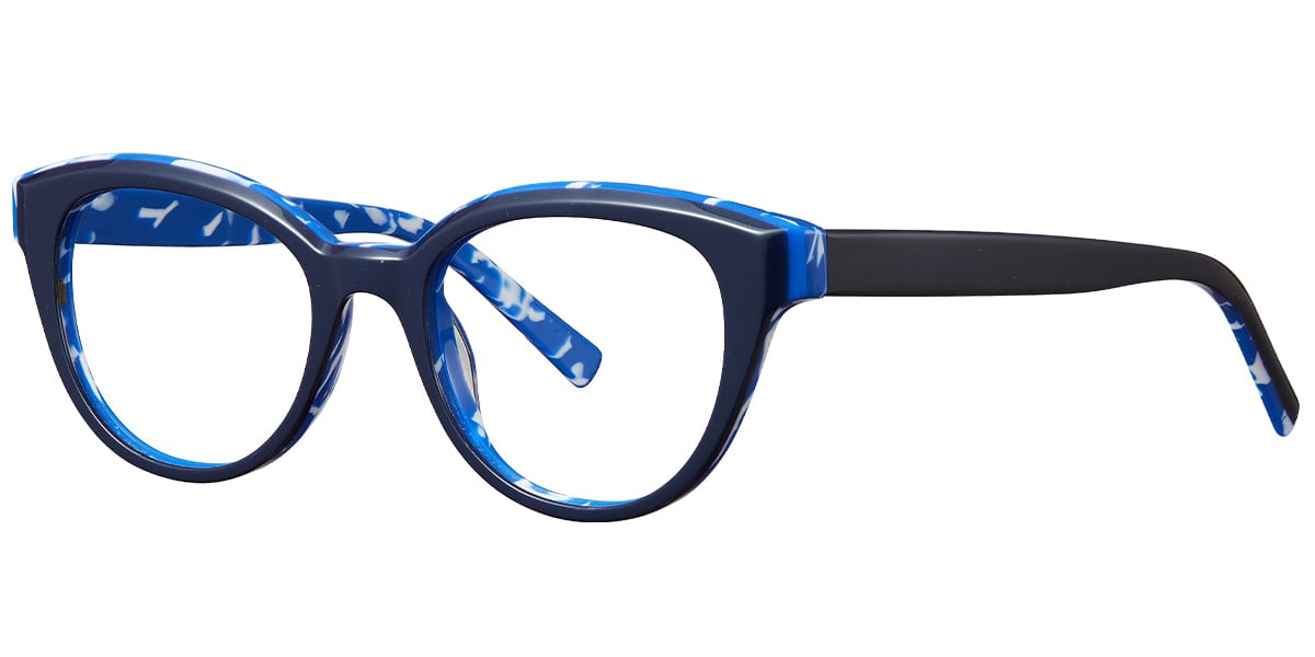 Acetate Oval Frame pattern-blue