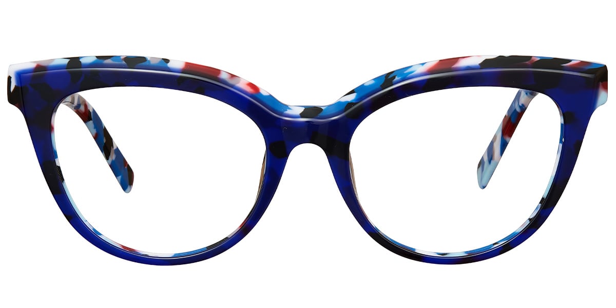 Acetate Cat Eye Frame pattern-blue