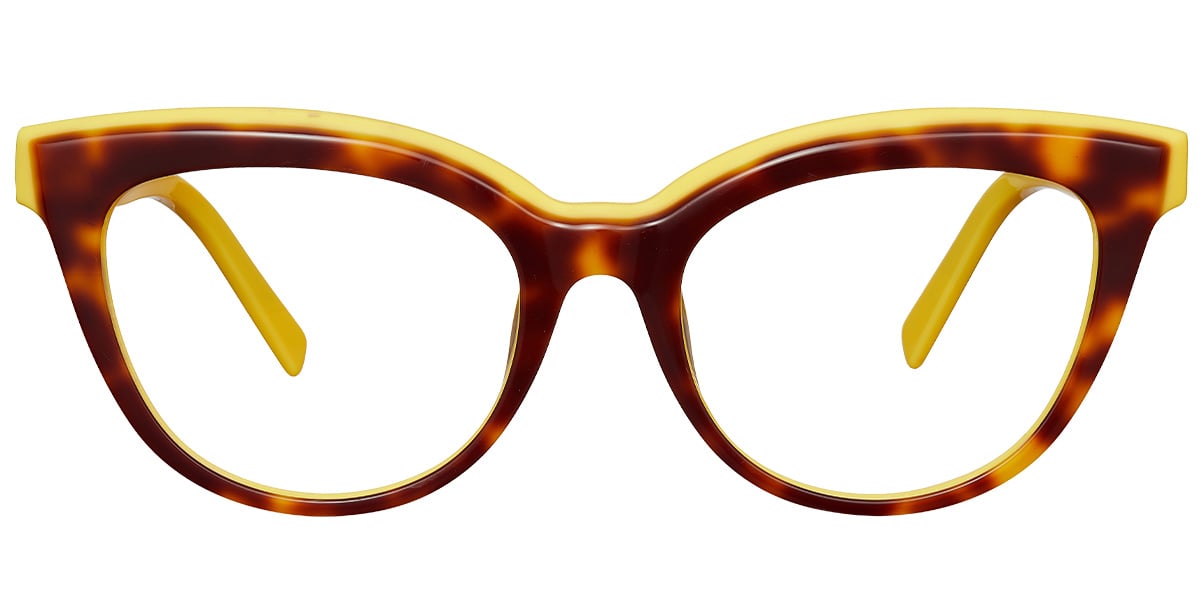 Acetate Cat Eye Frame pattern-yellow