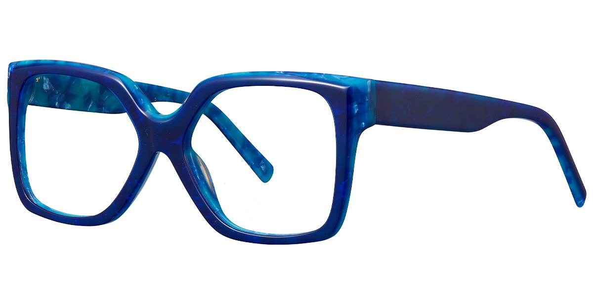 Acetate Square Frame pattern-blue