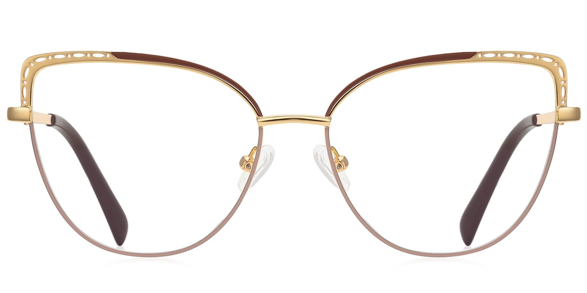 Cat Eye Frame pattern-brown