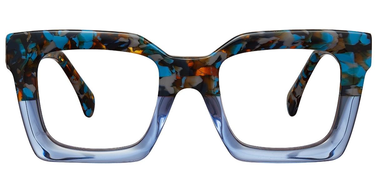 Acetate Square Frame pattern-blue