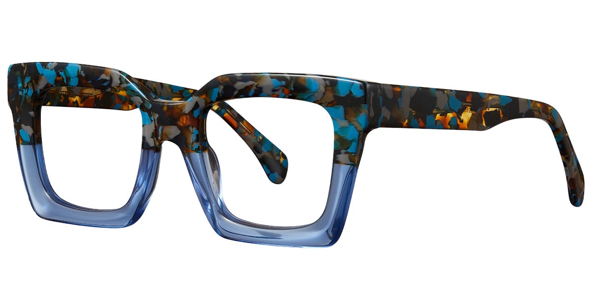 Acetate Square Frame pattern-blue