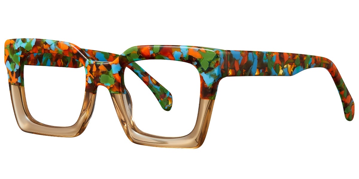 Acetate Square Frame pattern-orange