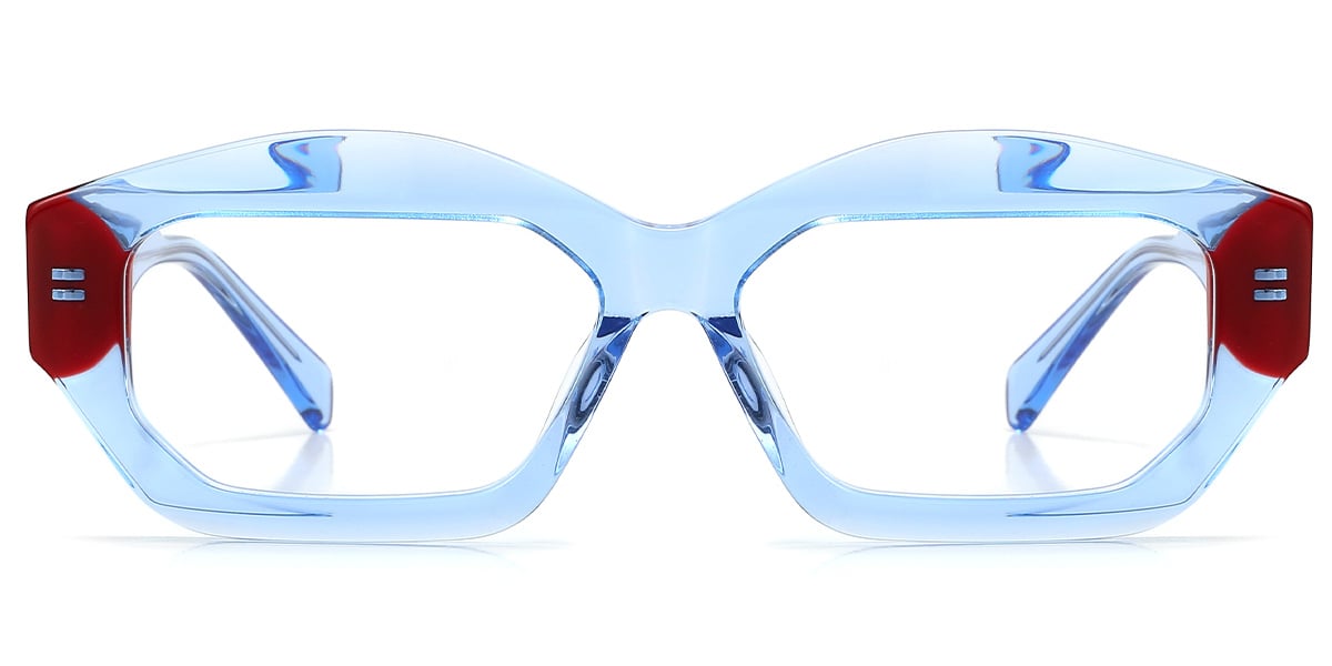 Acetate Rectangle Geometric Frame translucent-blue