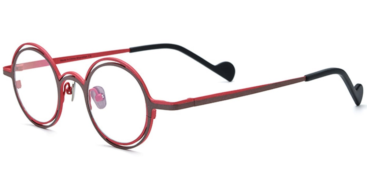 Titanium Round Frame pattern-red