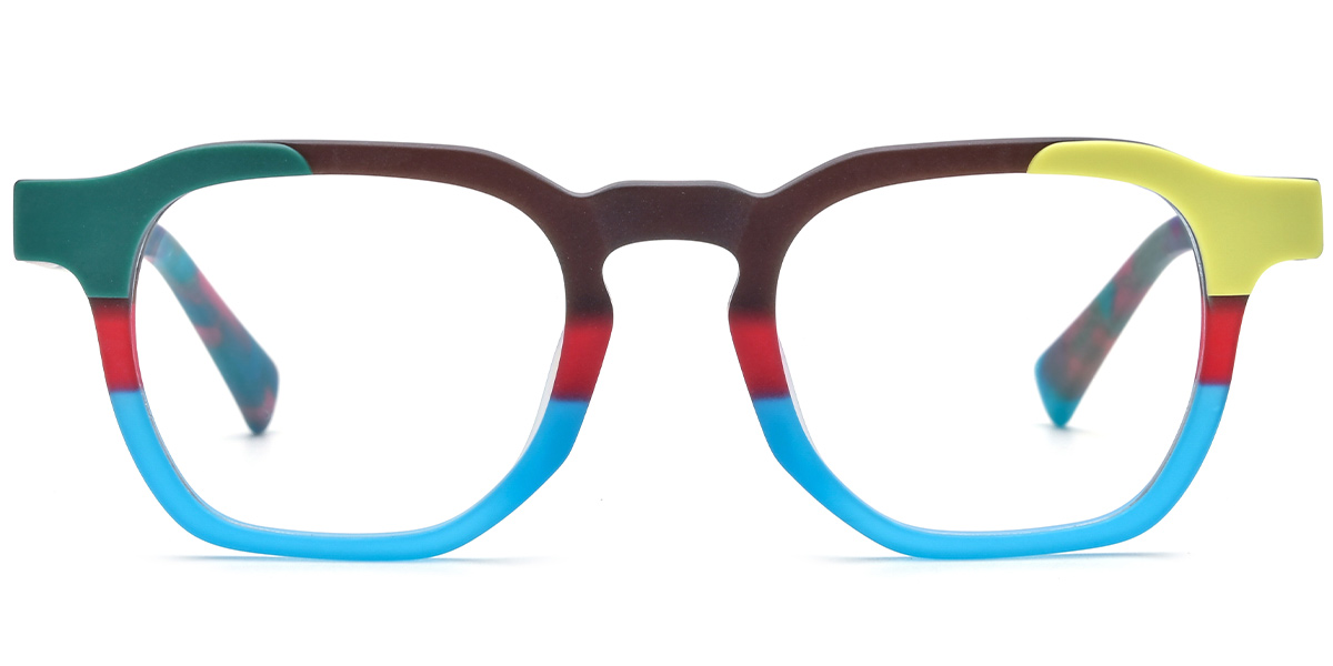 Acetate Square Frame pattern-blue