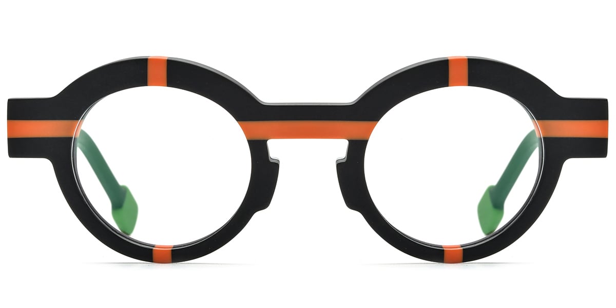 Acetate Round Frame pattern-black