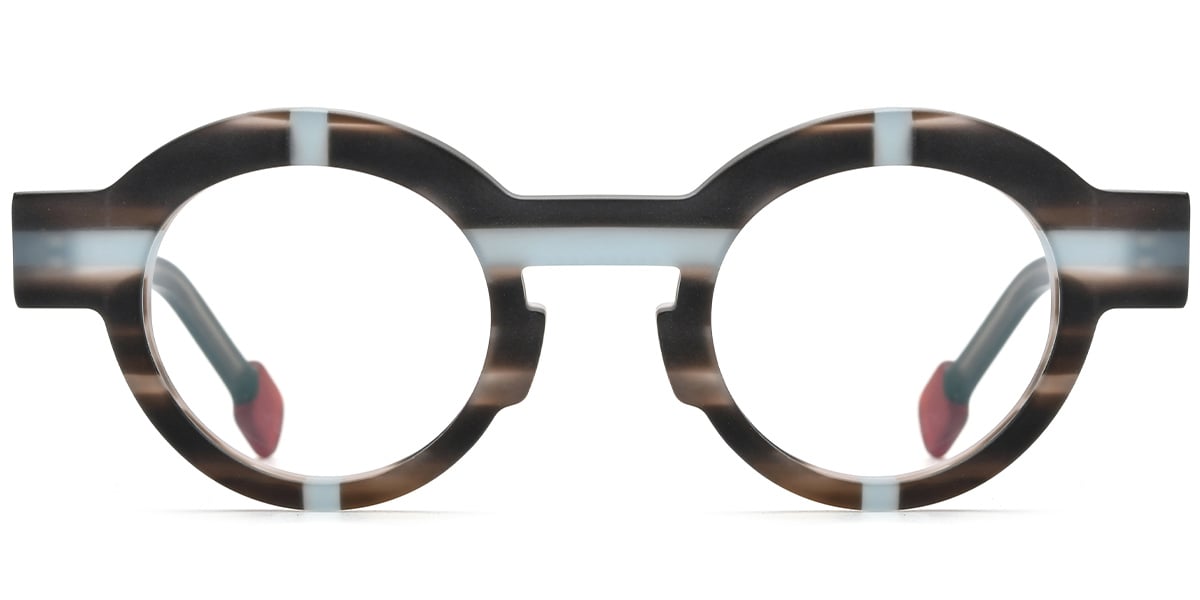 Acetate Round Frame pattern-brown