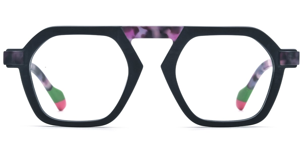 Acetate Geometric Frame pattern-black