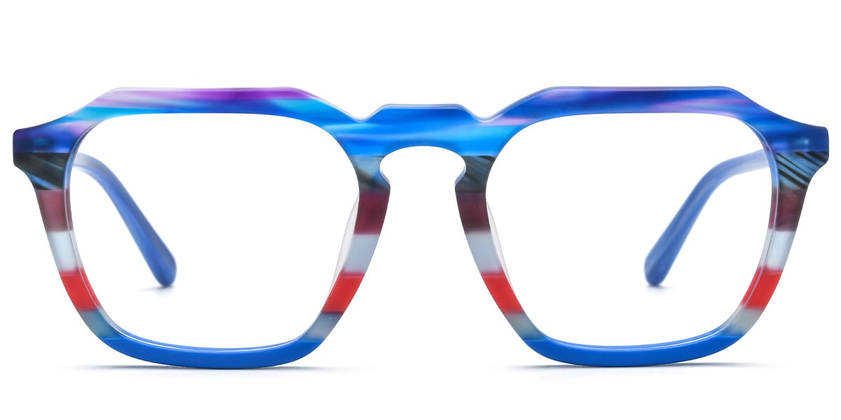 Acetate Square Frame pattern-blue