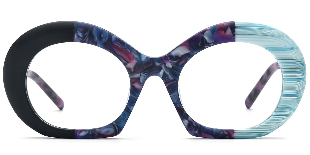 Acetate Round Frame pattern-purple