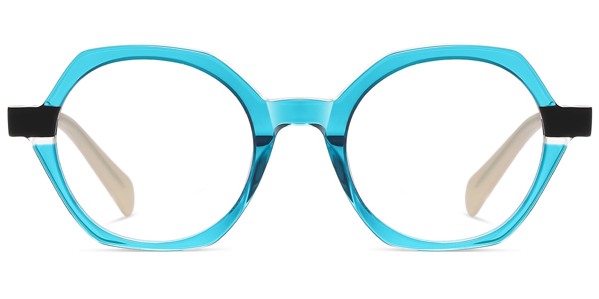 Acetate Geometric Frame pattern-blue