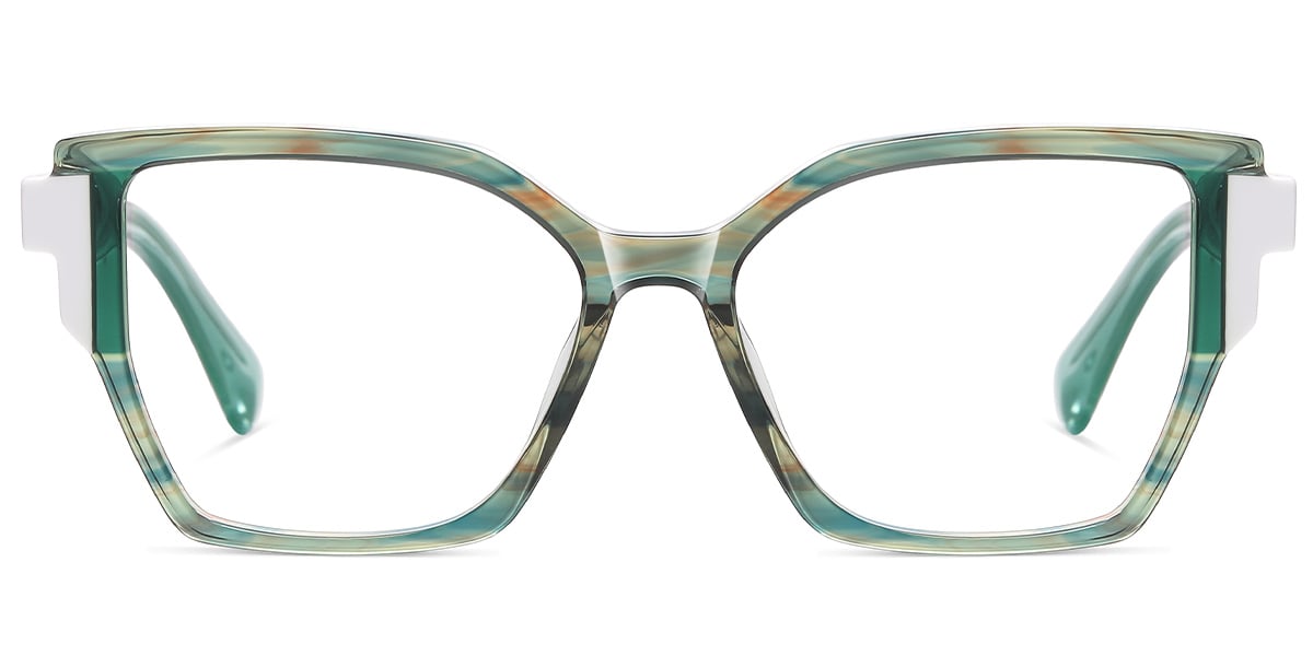 Acetate Geometric Frame pattern-green