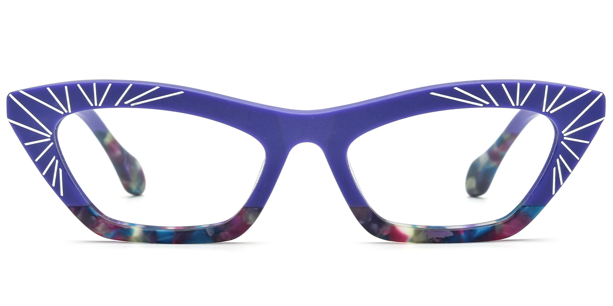 Acetate Rectangle Cat Eye Frame pattern-purple