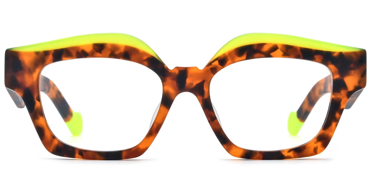 Acetate Square Geometric Frame pattern-tortoiseshell