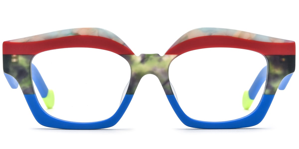 Acetate Square Geometric Frame pattern-blue