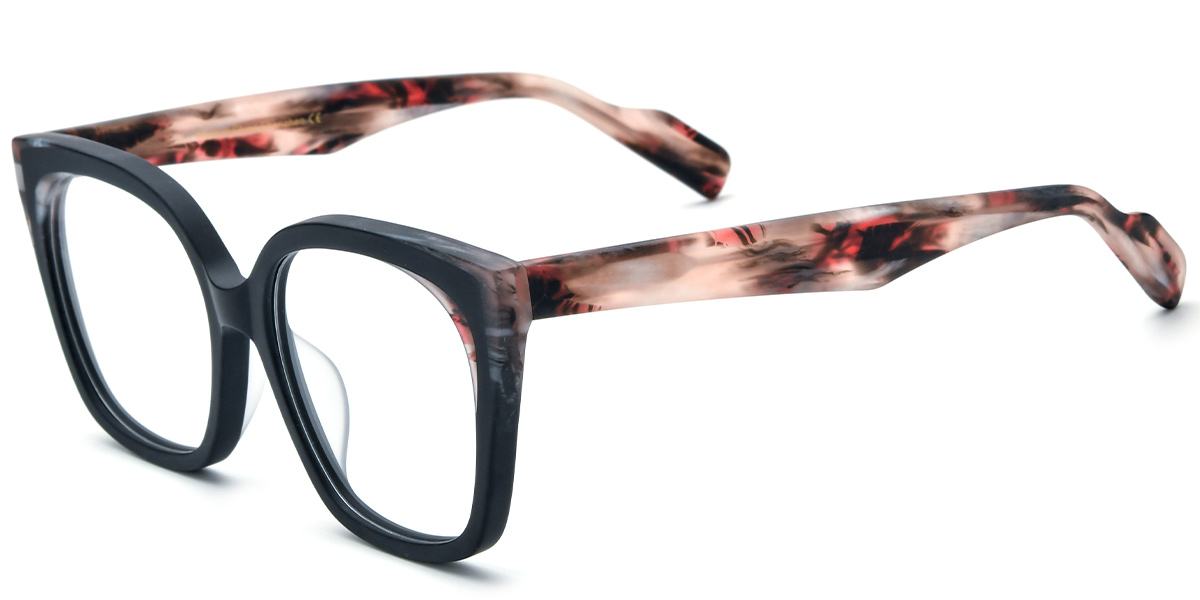 Acetate Square Frame pattern-black