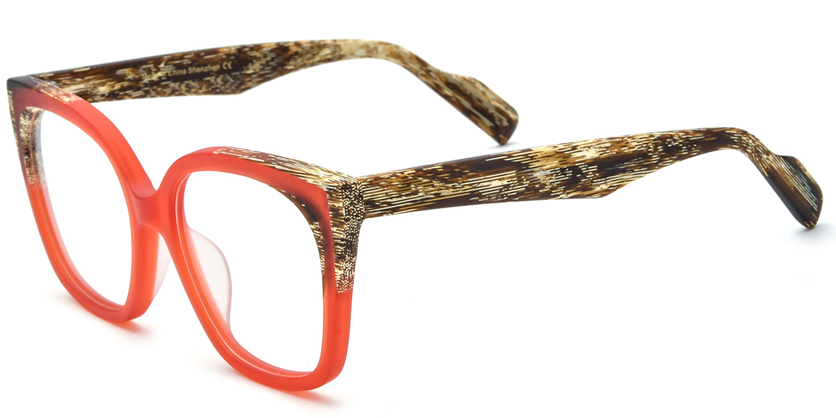 Acetate Square Frame pattern-red