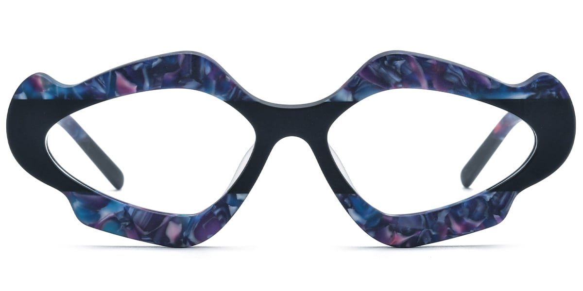 Acetate Geometric Frame pattern-blue