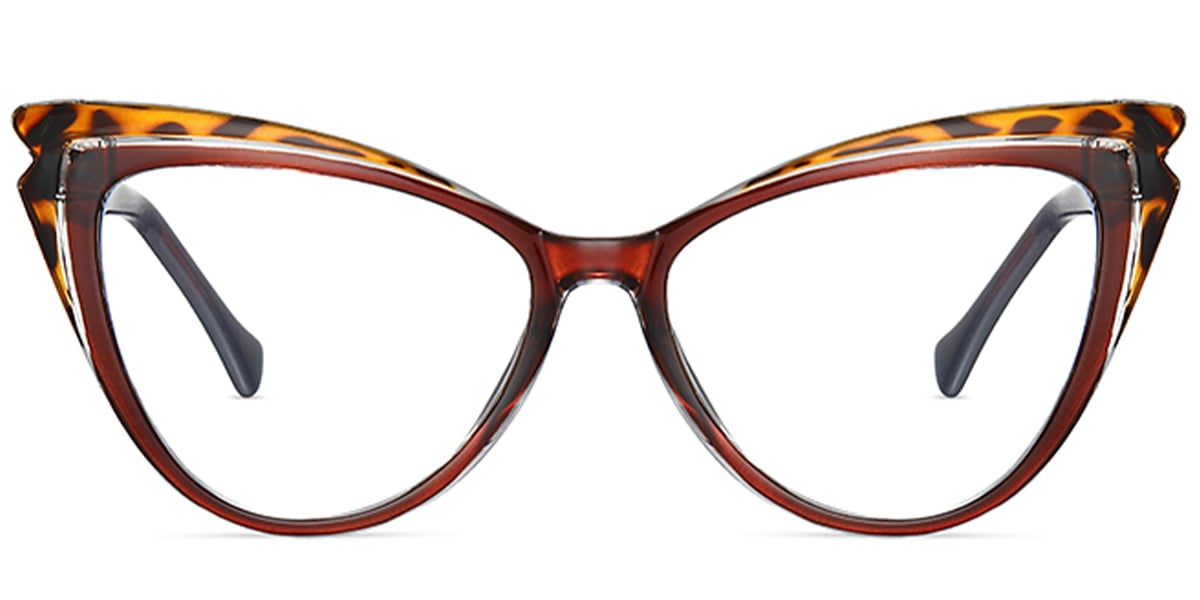 Cat Eye Frame pattern-brown