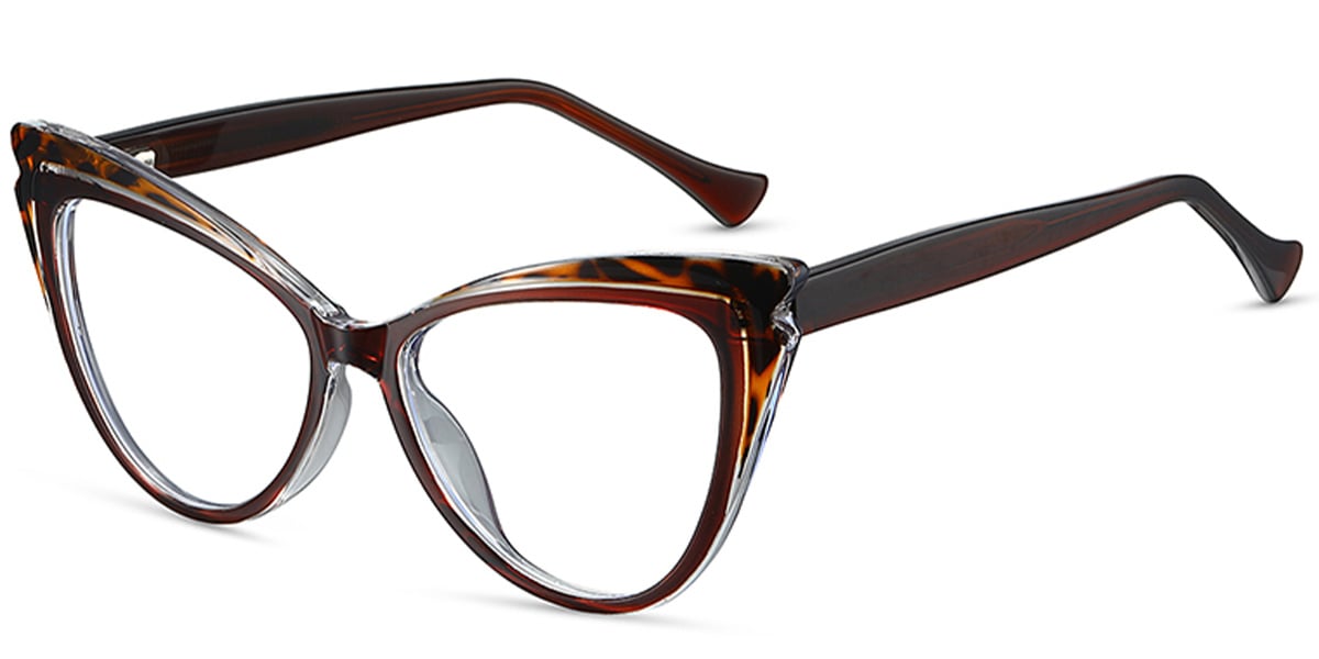 Cat Eye Frame pattern-brown