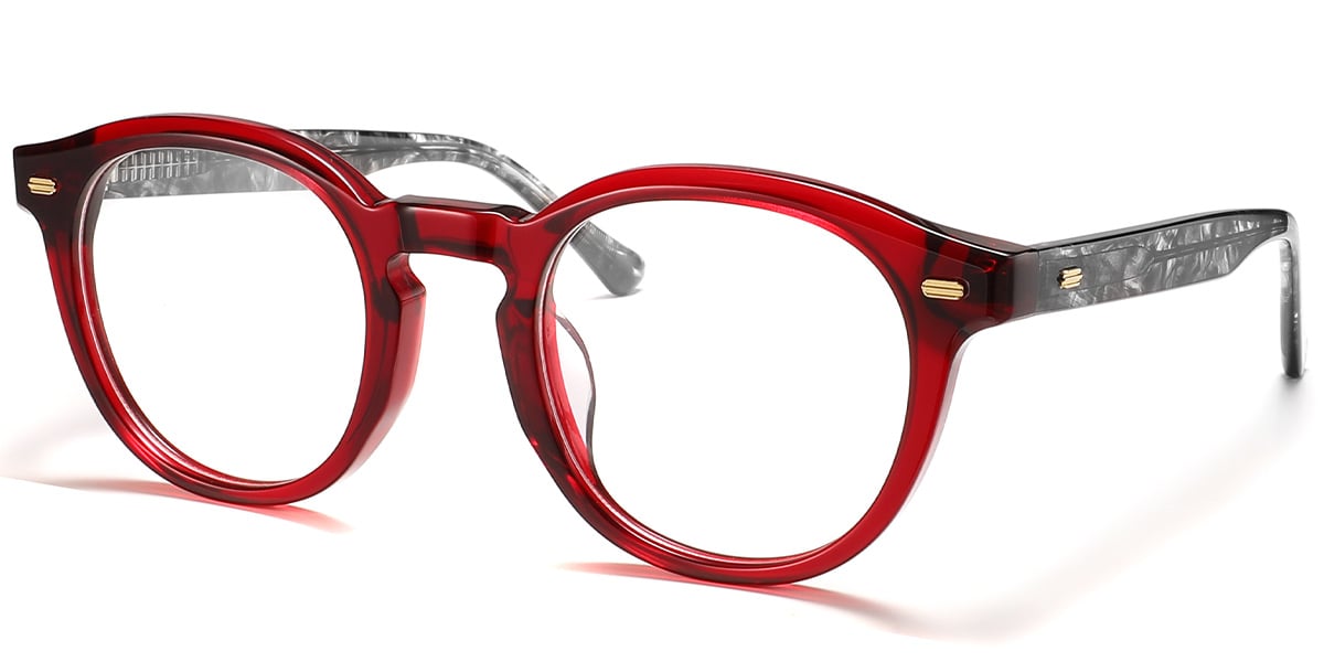 Acetate Round Frame translucent-red