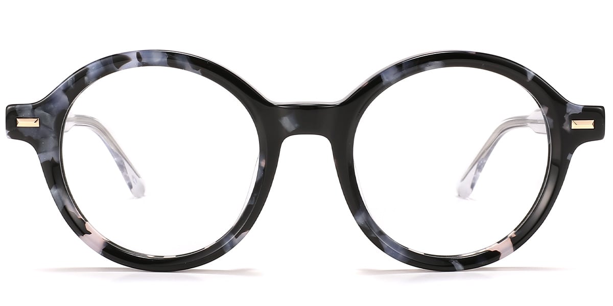 Acetate Round Frame pattern-black