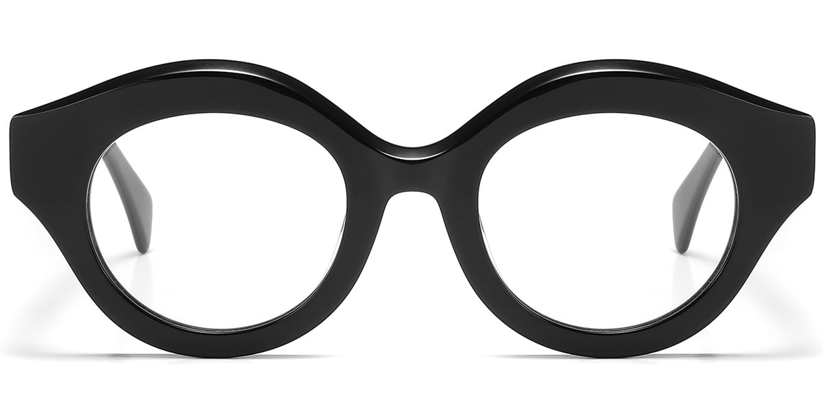 Acetate Round Geometric Frame black